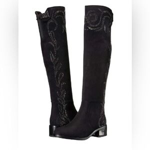 Elegant Black Over the Knee Boots with Embellishments